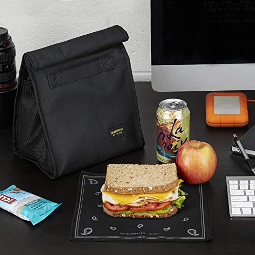 2nd Childhood Rolltop Lunch Bag for Work or School – Compact, Foldable & Low Profile Design – Insulated Reusable Bag with Handle – Slim, Durable & Stylish - 3.5L (Black) - color: Black