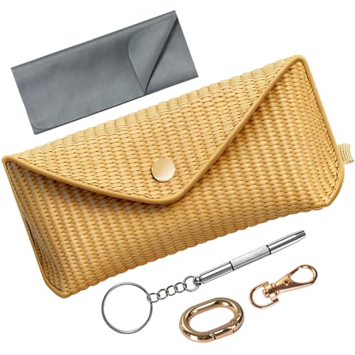 RayLove Glasses Case Hard Shell, Portable Sunglasses case Travel Protection Glasses Case, Reading Glasses Case for Women Men - color: Woven, Mocha