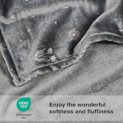 Luxury Grey Throw Blanket with Rose Gold Foil Print- 50x70 Inch, Soft Cozy Plush Fuzzy Exquisite Design Fleece Blankets and Throws for Couch Bed Travel Camping Use - color: Grey, size: 50 X 70 Inches