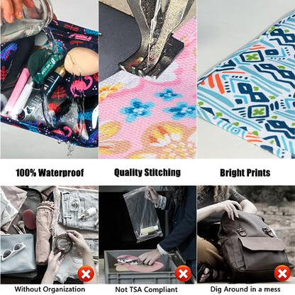 HIONXMGA TSA Approved Toiletry Bag, Set of 3 Clear Travel Toiletry Bag Quart Size Zipper Travel Pouch, Waterproof Makeup Cosmetic Bag for Women Men Kids Toiletries Carry on, Petals - color: Petals, Mixed Sizes