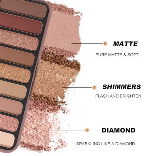 9 Color Neutral Nude Brown Eyeshadow Palette – Matte & Shimmer Warm Copper Bronze Eye Shadow, High Pigment Blendable Long Lasting Natural Daily Smokey Eye Makeup Palette for Brown Green Eyes - color: G04