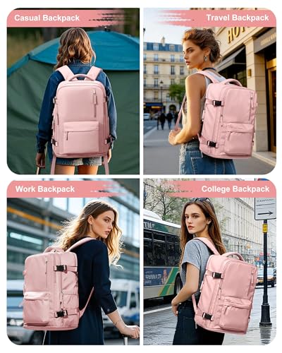 VGCUB Large Travel Backpack Bag for Women Men,Carry on Backpack,17 Inch Laptop Business Work Waterproof Backpack with Laptop Compartment,Person Item Flight Approved,Mochila de Viaje,Pink Large - color: Pure Pink, style: Xx-large