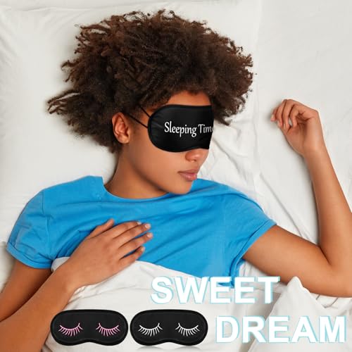 Eurzom 20 Pieces Funny Sleeping Eye Mask Bulk with Adjustable Strap Sleep Blackout Eye Mask for Night Blindfold Cover for Spa Women Men Adult Pajama Party Favors(Cute Black) - color: Cute Black