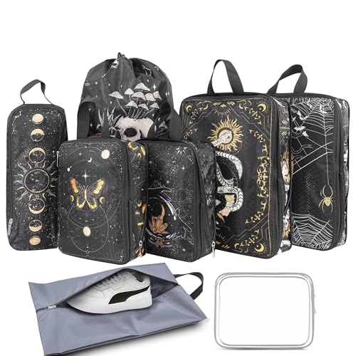 8 Pcs Compression Packing Cubes for Travel, Lightweight Waterproof Luggage Organizer Bags Set, Washable Packaging Cubes for Women Backpack Carry-On Suitcases - color: Goth, size: 8 Set