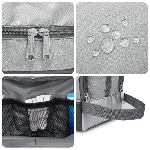 Toiletry Bag for Men Hanging Dopp Kit Water Resistant Shaving Bag Small Toiletry Bag for Traveling (Grey) - color: Grey