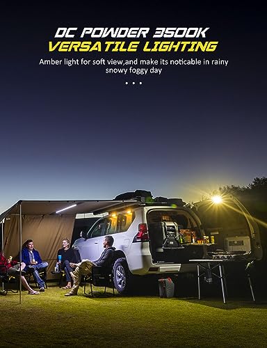Chelhead 800lm Led RV Porch Light Exterior Utility Light 12V Amber Replacement Lighting Led Scene Lights Compatible with RVs, Traliers, Campers, Roof Rack, Trucks - color: Yellow Light-Black Housing
