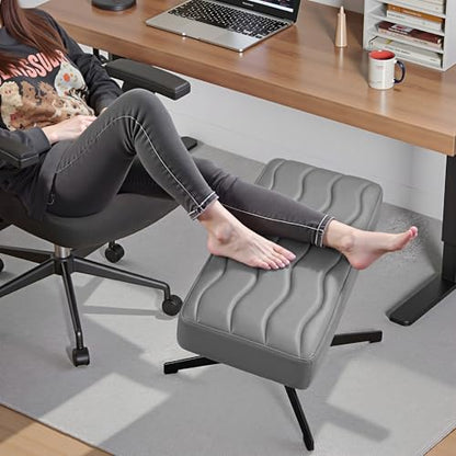 VECELO Under Desk Footrest, PU Ergonomic Foot Rest with Comfort Padding, Height Adjustable for Relieving Leg Pain, Stiffness, and etc, Gray - color: Gray
