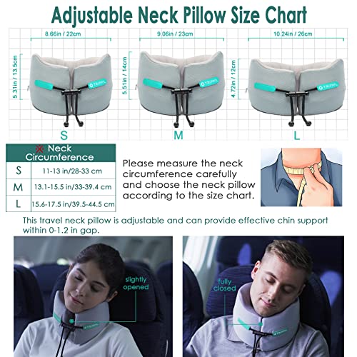 GOLDORANGE Travel Pillow Flight Neck Pillows Best Memory Foam Neck Pillows for Sleeping Airplane Car Home Office Chin Head Support Rest Travel Essentials with Compact Carry Bag Grey S