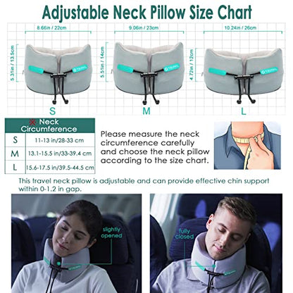 GOLDORANGE Travel Pillow Flight Neck Pillows Best Memory Foam Neck Pillows for Sleeping Airplane Car Home Office Chin Head Support Rest Travel Essentials with Compact Carry Bag Grey S