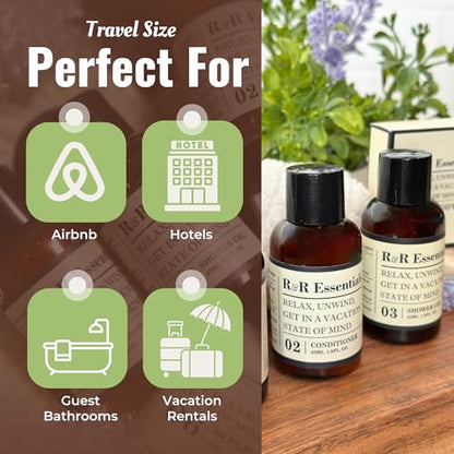 R&R Essentials Hotel Soaps and Toiletries Bundle, Vacation Home Amenities Kit - 1.5oz Shampoo, Conditioner, Shower Gel, Lotion And 2 Bar Soaps - Travel Size (120 pc) - style: Unboxed/Bulk