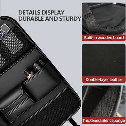 2 Pack Leather Car Backseat Organizer with Foldable Table Tray, Universal Car Seat Back Protector Kick Mat with Touchscreen Tablet Holder, Storage Pockets, Cup Holders & Tissue Holder, Black - color: Black