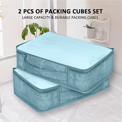 Packing Cubes Set, 2 Pcs Packing Organizers Set for Suitcases (Grey blue) - color: Grey blue