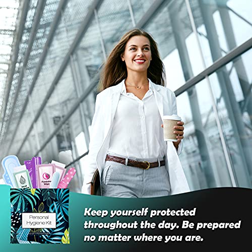 Menstrual Kit All-in-One 10 Pack | Convenience on The Go | Period Kit Pack for Travelling, Tweens & Teenager | Individually Wrapped Feminine Hygiene Product (Blue Forest) - color: Blue Forest