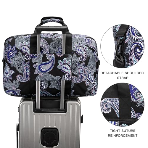 F.FETIVIN Weekender Bag Carry On Travel Duffle Bag Medium Overnight Bag for Women(Black Paisley) - color: 11-Black Paisley