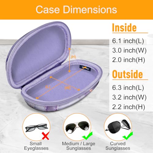 Fintie Sunglasses Case with Carabiner, Hard Shell Shockproof Sport Glasses Cases Travel Zipper Eyeglasses Holder, Lilac Marble - color: Lilac Marble