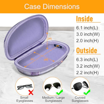 Fintie Sunglasses Case with Carabiner, Hard Shell Shockproof Sport Glasses Cases Travel Zipper Eyeglasses Holder, Lilac Marble - color: Lilac Marble