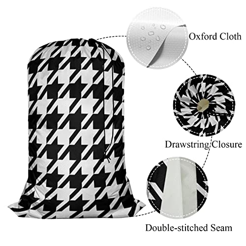 Swono Houndstooth Seamless Pattern Large Laundry Collapsible Laundry Bag Black White Abstract Pattern Foldable Laundry Hamper Bag - color: Houndstooth Seamless Pattern