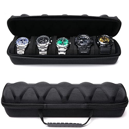 5 slots Watch travel case, hard watch storage organizer box with soft foam insert, watch holder, fit up to 55mm face watch - size: 5 INSERT