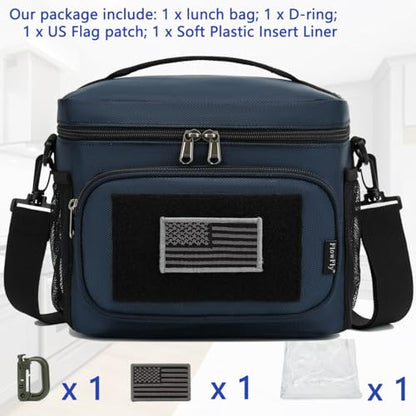FlowFly Lunch Bag, Insulated Cooler, Thermal Lunch Box Tote with MOLLE/PALS Webbing, Adjustable Padded Shoulder Strap, for Tactical Men Women Adults and Boys Girls Kids (Cyan, Large) - color: Cyan, size: Large