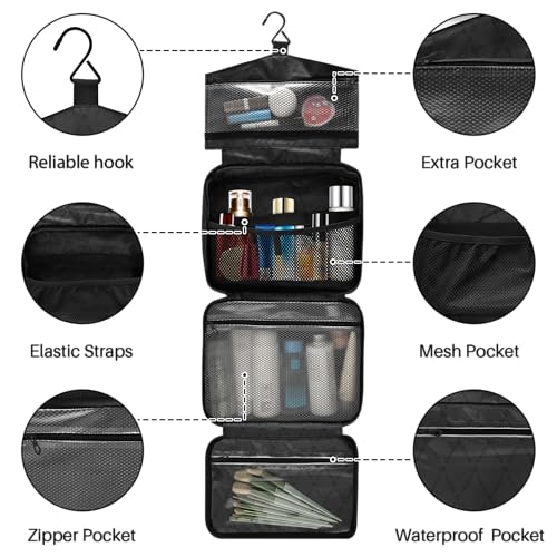 MNSRUU Hanging Toiletry Bags for Women Travel, Gothic Grunge Skulls Toiletry Organizer Portable Travel Toiletry Bags Clear Wash Bags Makeup Bag Cosmetic Bag - color: Skulls 021