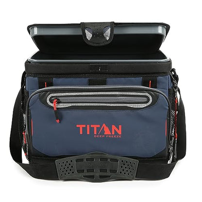 Titan by Arctic Zone Deep Freeze Cooler - Zipperless Hardbody Cooler - Deep Freeze Insulation, HardBody Liner, and SmartShelf - color: Navy Blue, size: 30 Can