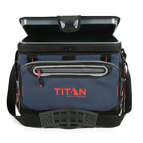 Titan by Arctic Zone Deep Freeze Cooler - Zipperless Hardbody Cooler - Deep Freeze Insulation, HardBody Liner, and SmartShelf - color: Navy Blue, size: 30 Can