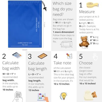 PALTERWEAR Drawstring Bag with Toggle - Nylon Cinch and Ditty Pouch Six-Pack (Blue, 8 x 11 Inch, Set of 6) - color: Blue, size: 8 x 11 Inch