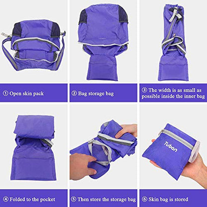 Ultra Lightweight Packable Water Resistant Backpack for Travel Camping Outdoor Hiking Daypack - color: Purple