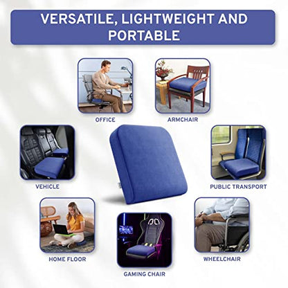ComfySure Extra Large Wheelchair Seat Cushion - Firm Memory Foam Chair Pad for Wheelchair, Recliner, Office, Car & Bariatric Overweight Users 19”x17”x3” - color: Navy