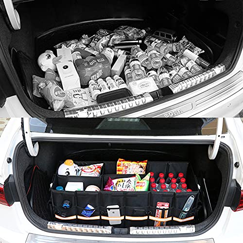 Tianle Car Trunk Organizer - Collapsible Trunk Organizer & Lid Foldable Cover Aluminium Alloy Handle Reflective Strip for Auto, SUV, Truck, Minivan (XL Black) - color: XL Black