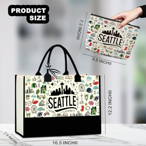 Seattle Italy Chicago New York Las Vegas Paris Gifts for Women Canvas Tote Bag Mother's Day Gifts for Women - color: Seattle
