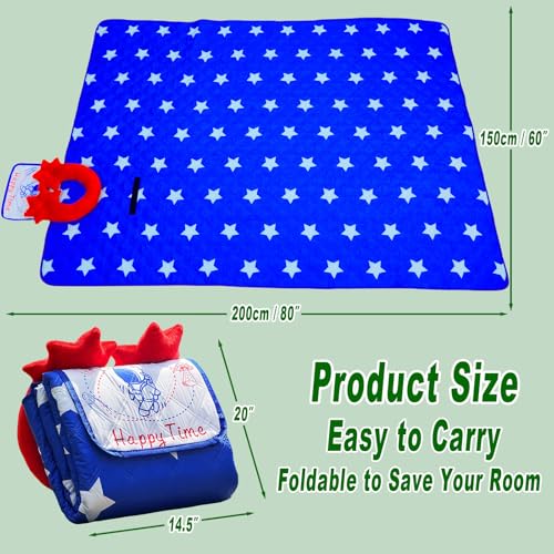 4th of July Foldable Waterproof Picnic Blanket with Soft Handle Pillow – Extra Large (80" x 60"), Machine Washable, Perfect for Outdoor, Beach, Park & Picnics, Gifts for Family & Friends