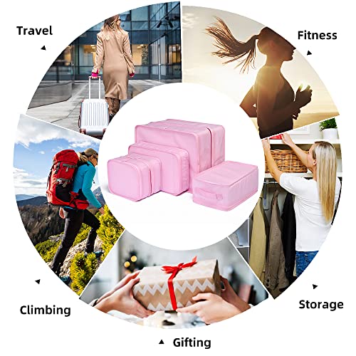 JJ POWER Travel Packing Cubes, Luggage Organizers with Shoe Bag - color: Pink