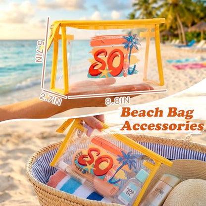 COSHAYSOO Sunscreen Bag Clear Makeup Toiletry Pouch Beach Vacation Essentials for Women Teen Girls Trip Gifts Summer Pool Travel Must Have Accessories Waterproof Stuff - color: Multi-SOL