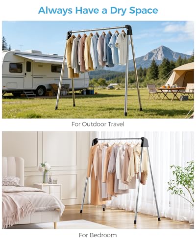 APEXCHASER Clothes Drying Rack Foldable, Stainless Steel Laundry Drying Rack Collapsible, Clothes Hanger for Sweater Baby Clothes Towel for Indoor & Outdoor, Portable Clothes Airer for Travel - size: 48 inch New
