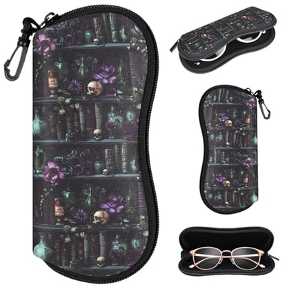 Sunglasses Case with Belt Clip, Ultra Light Neoprene Zipper Soft Padded Glasses Case for Women Men - color: Alchemy Lab