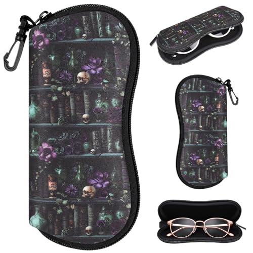 Sunglasses Case with Belt Clip, Ultra Light Neoprene Zipper Soft Padded Glasses Case for Women Men - color: Alchemy Lab