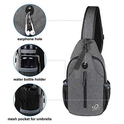 WATERFLY Crossbody Sling Backpack Sling Bag Travel Hiking Chest Bags Daypack (Dark gray) - color: Dark Gray