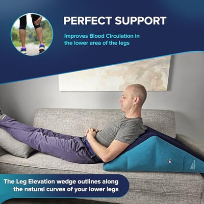 Leg Elevation Pillow by Recovery Wedge, Inflatable Wedge Pillow for Sleeping and Post-Surgical, Improve Circulation and Reduce Swelling, Speed Injury Recovery. (Medium Triangle) - size: Medium Triangle