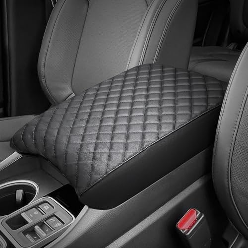 JOYTUTUS Center Console Cover Compatible with 2023-2025 2026 Pilot & 2024 Passport Ridgeline, Car Armrest Cover Console Pad Cushion, Black Leather Center Console Armrest Cover lid Middle Console Cover - color: Black