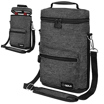 Opux 2 Bottle Wine Tote Carrier, Insulated Cooler Bag for Travel Picnic, Leakproof Padded Case, Wine Gifts for Women & Men, Charcoal Gray - color: Charcoal Gray
