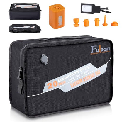 Fuloon Space Saver Vacuum Storage Bags, 20-Inch Travel Compression Bags for Air Travel, Business Trip, Carry-On Suitcases & Backpack, Black (1 Pack, Without Pump) - size: 1 Pack Without Pump