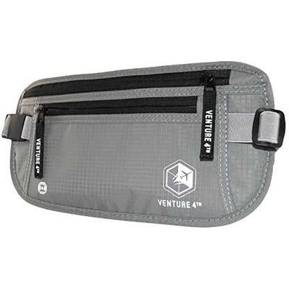 VENTURE 4TH Money Belt for Travel – Hidden Under-Clothes RFID Blocking Passport Holder & Slim Travel Wallet Pouch for Men & Women to Protect Cash, Cards & Documents (Silver) - color: Silver