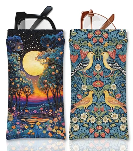 Eyeglasses Sunglasses Case PU Soft Squeeze Top Glasses Pouch for Women Men,Animal Pattern Portable Anti Scratch - color: Brown