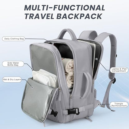 Beraliy Travel Backpack, Personal Item Bag Ailrline Approved, 17.3 Inch Laptop Backpack, Carry On Travel Bag, Hiking Backpack, Casual Backpack, Grey - color: Grey, size: Large