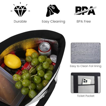 mosago Commercial Insulated Food Delivery Bag 39L, Heavy Duty Thermal Catering Tote with Zipper, Leakproof Hot & Cold Transport Bag for Restaurant & Professional Drivers, Grey - color: Gray