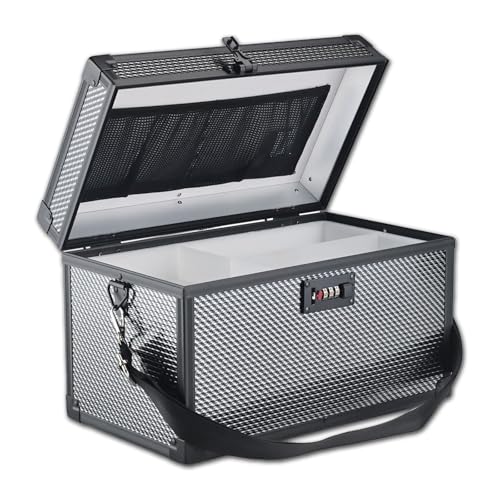 Combination Lock Box with Handle, Portable Multipurpose Locking Storage Case, Home Outdoor Security Lockbox, Organizer for Accessories Medicine Cosmetics Toys Tools (Diamond Black, Large) - color: Diamond Black, size: Large