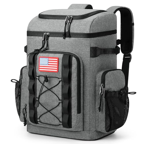 Maelstrom Backpack Cooler,Soft Lightweight Leakproof Cooler Backpack,Men Women 35/50 Can Insulated Cooler Bag,Keeps Hot/Cold for Up to 16 Hours,Perfect for Camping, Beach - color: Grey, size: 35 Can