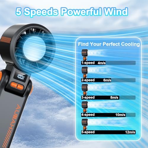Portable Handheld Turbo Fan - [With Ice Cooling] 100 Speed Mini Personal Fan with Strong Airflow,Foldable 3 in 1 Rechargeable Hand Fans for Travel/Outdoor/Camping/Home/Office, Black - color: Dark Black