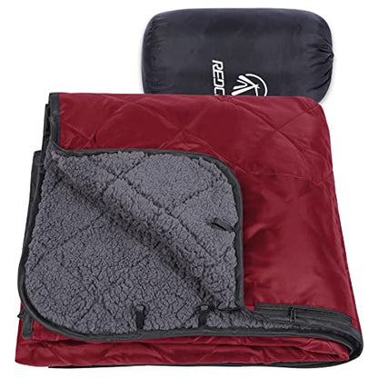 REDCAMP Large Warm Blanket with Sherpa Lining, Cold Weather Outdoor Blanket Windproof for Camping Stadium, Machine Washable 79"x 79" Red - color: 79"x 79" Red